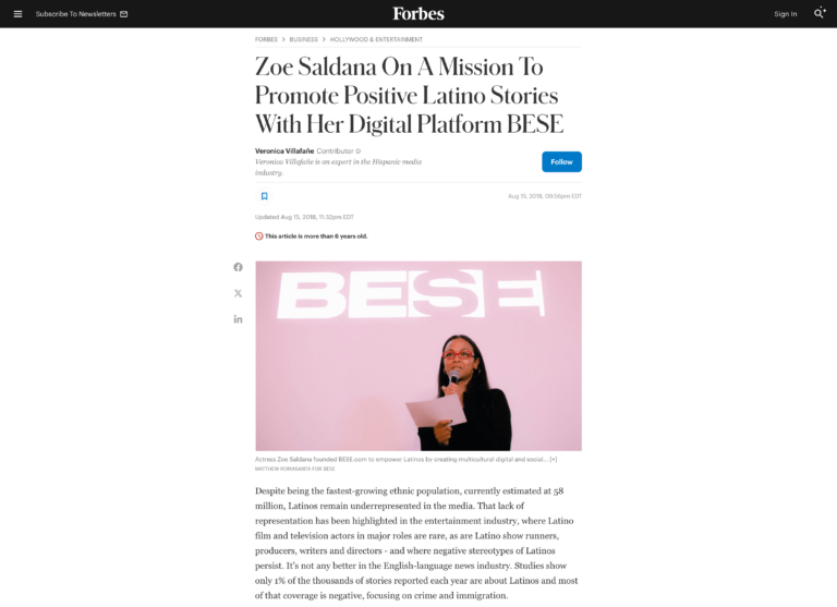 Forbes article about Zoe and BESE