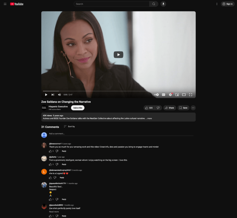 Video on the Hispanic Executive youtube channel