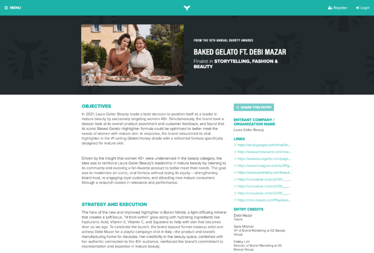 Laura Geller Shorty Awards Page